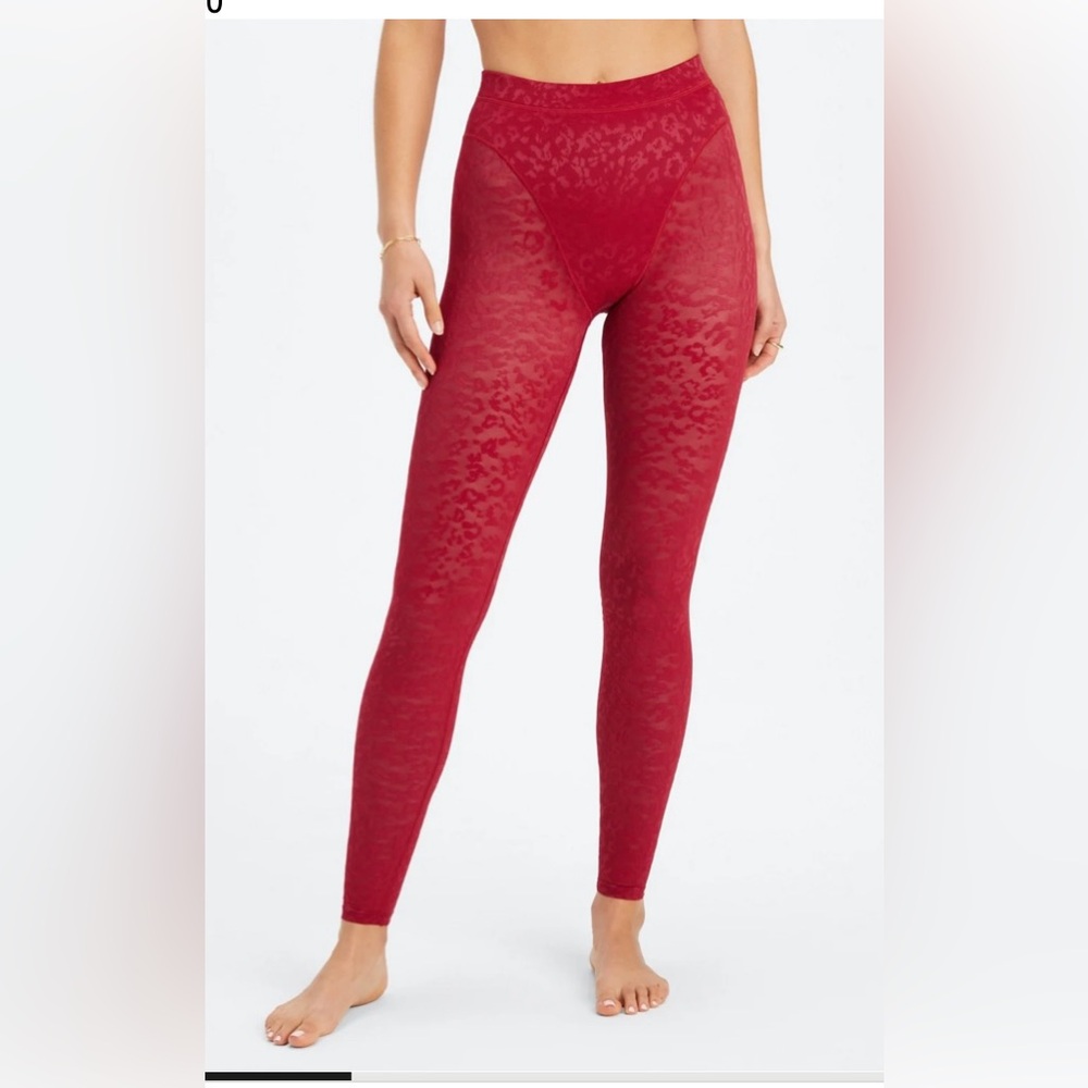 Fabletics Red Mesh Leopard Print Legging NWT M